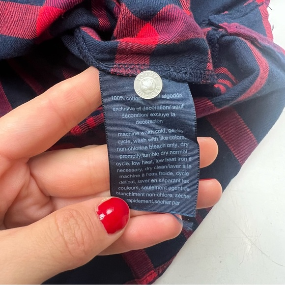 tommy Hilfiger women’s blue red flannel button down shirt M L55-27 - Picture 5 of 5